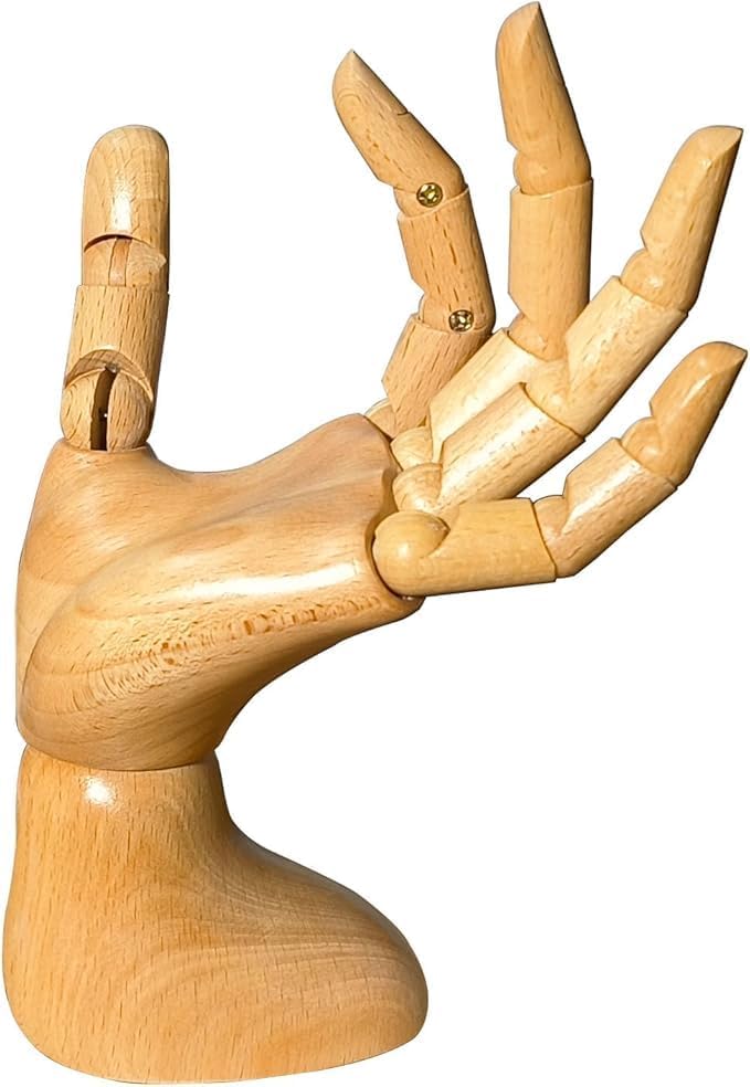 yangjietf mannequin,mannequin hand,hand model,hand mannequin for nails,drawing mannequin,wooden hand,wooden mannequin,articulated fingers,hand model for drawing,female hand of left., Female_left - Image 1